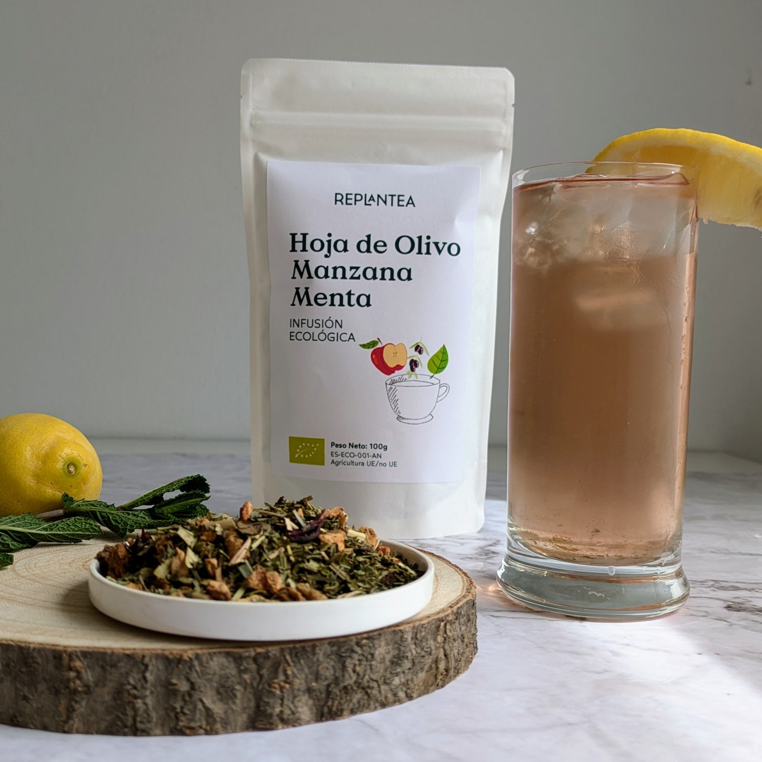 Folha de Oliveira Orgânica, Infusão de Maçã e Hortelã 100g