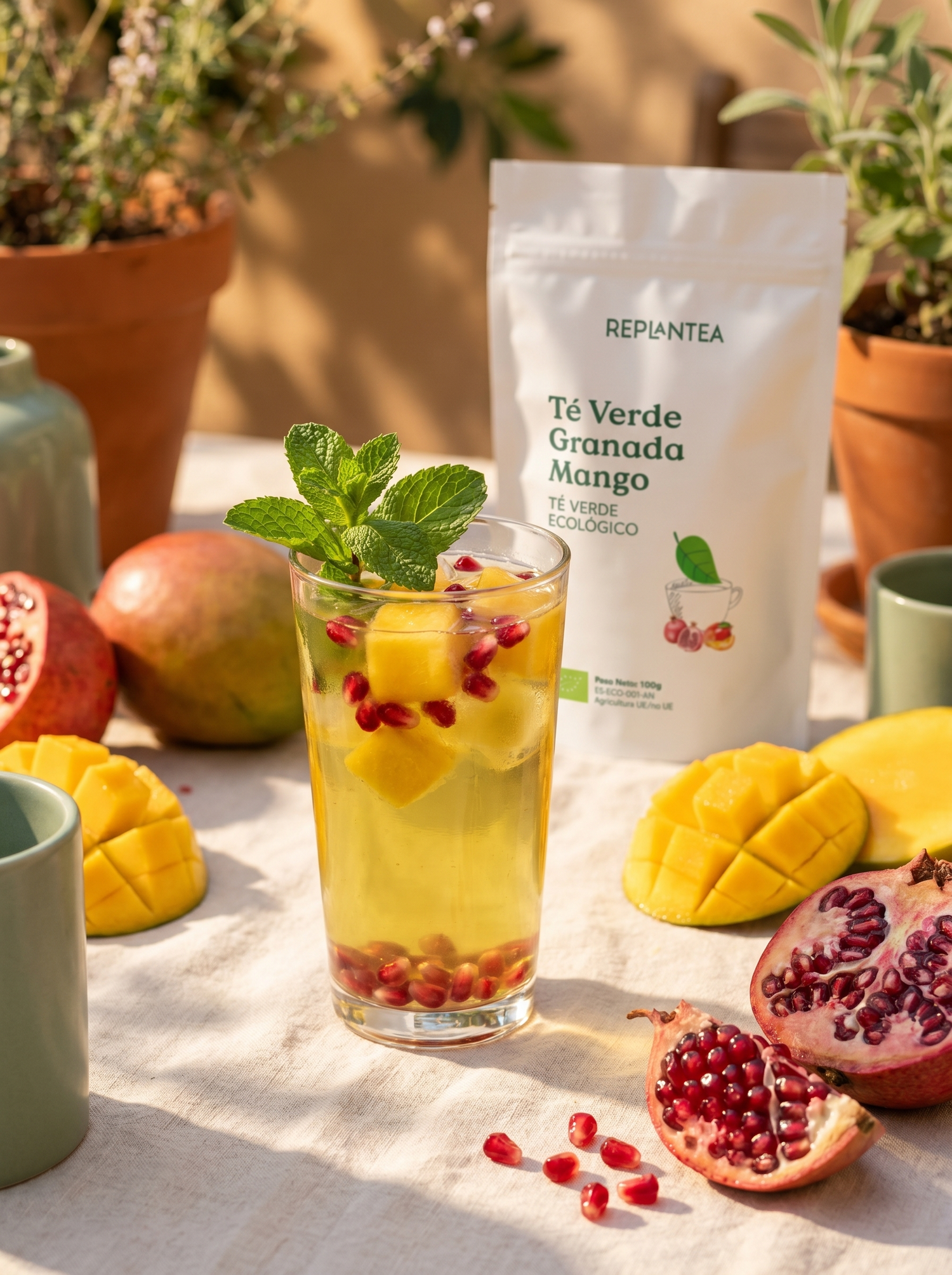 Chá Verde Biológico com Romã e Manga 100g