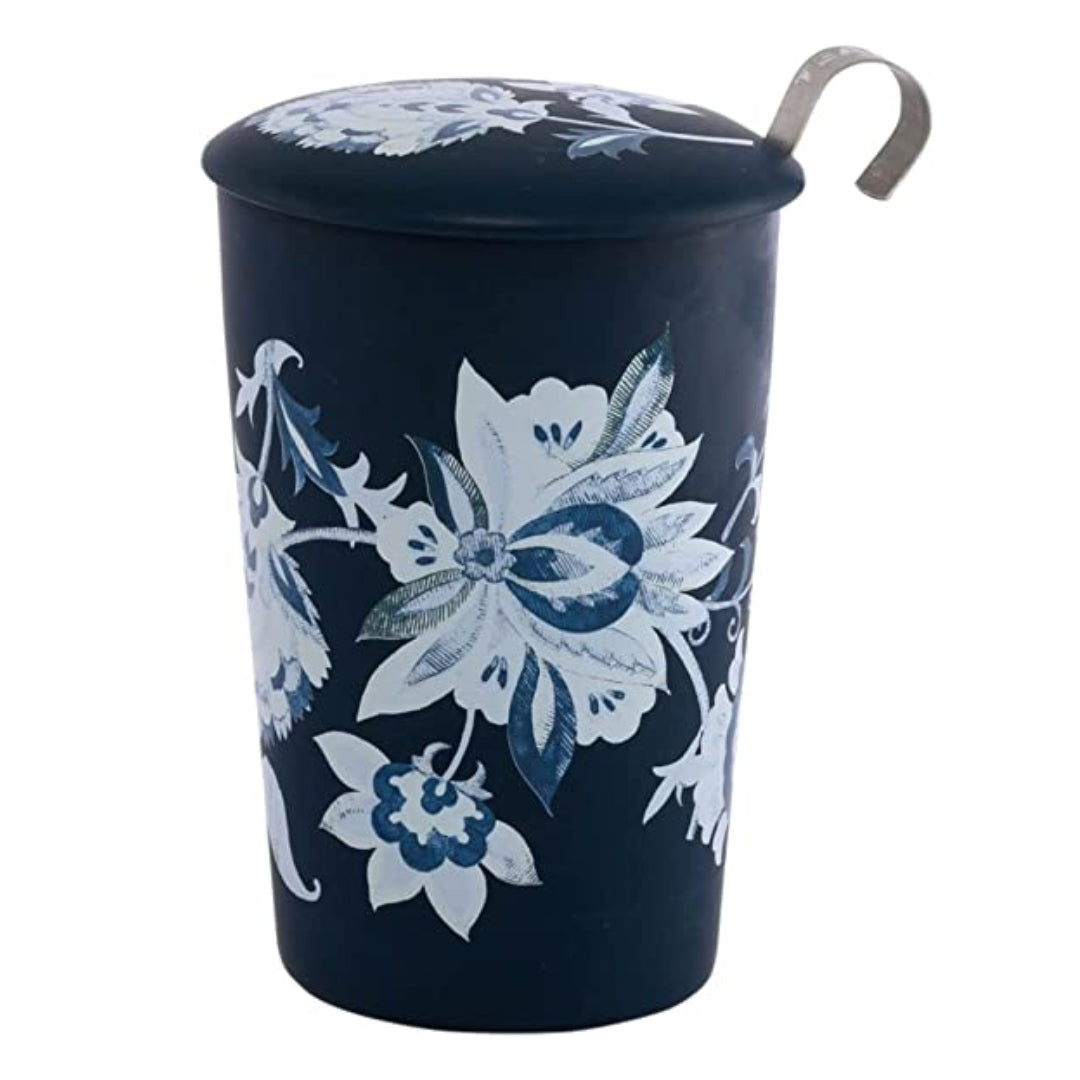 Xícara de chá de ervas de porcelana de parede dupla Azul Luna