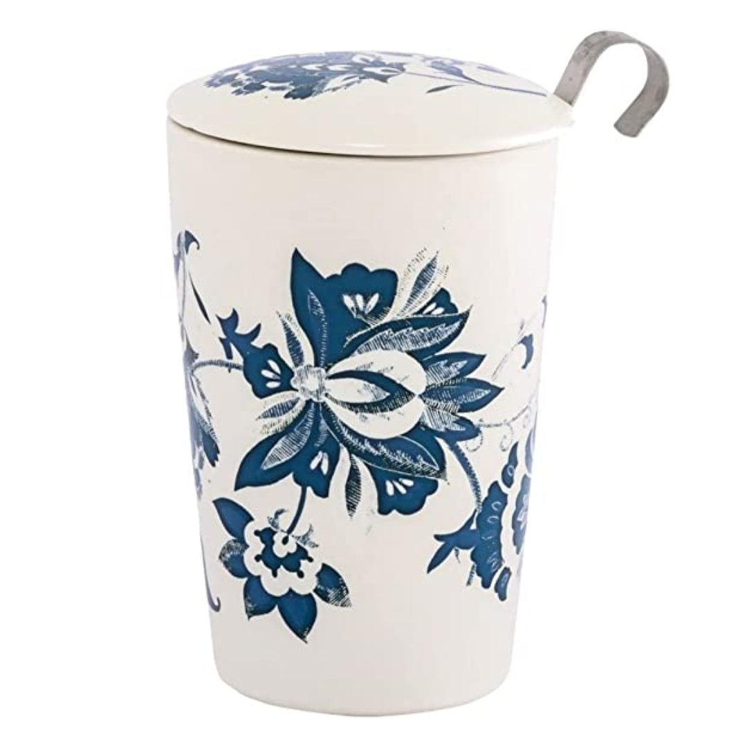 Xícara de chá de ervas de porcelana de parede dupla branca Luna